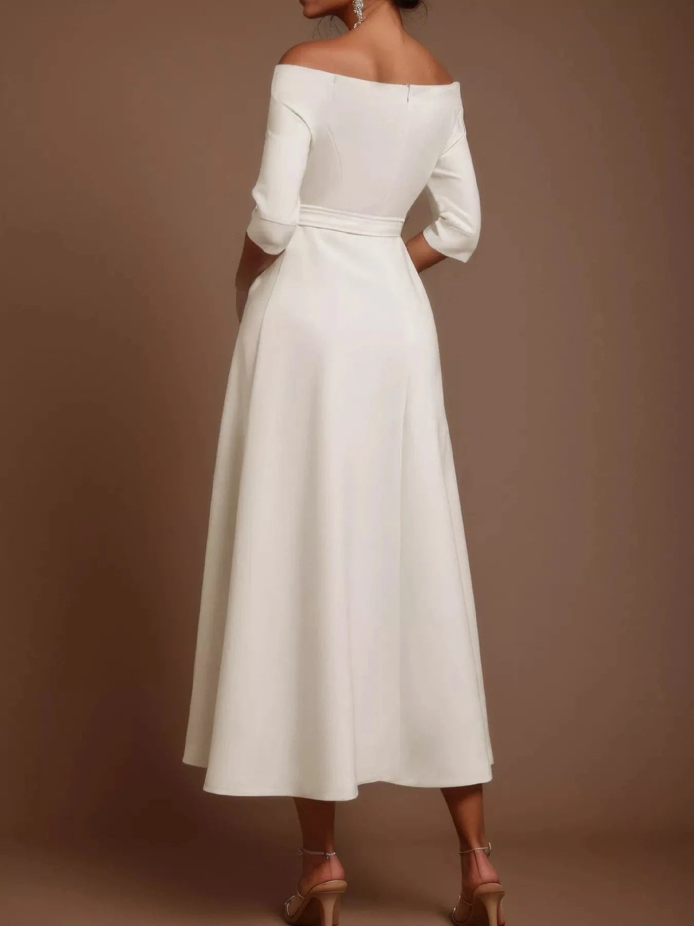 Elegant Off-Shoulder Belted Maxi Dress - Fashorio