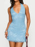 Fashorio Floral Lace Halter Deep V-Neck Bodycon Dress