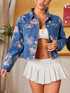 Fashorio Floral Print Cropped Denim Jacket