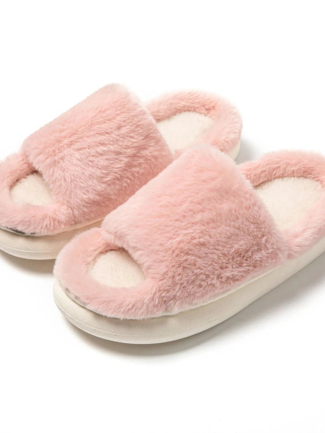 Fluffy Open Toe Comfort Slippers - Fashorio