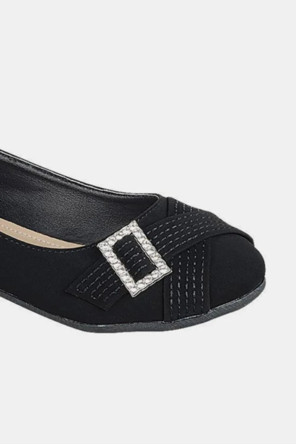 Forever Link Slip On Rhinestone Buckle Ballet Flats - Fashorio