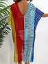 Fashorio Fringe Color Block Scoop Neck Cover Up