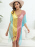 Fashorio Fringe Color Block Scoop Neck Cover Up