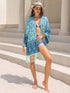 Fashorio Fringe Printed Open Front Cover-Up