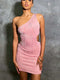 Fashorio Fuchsia Pink / S One Shoulder Cutout Mini Dress