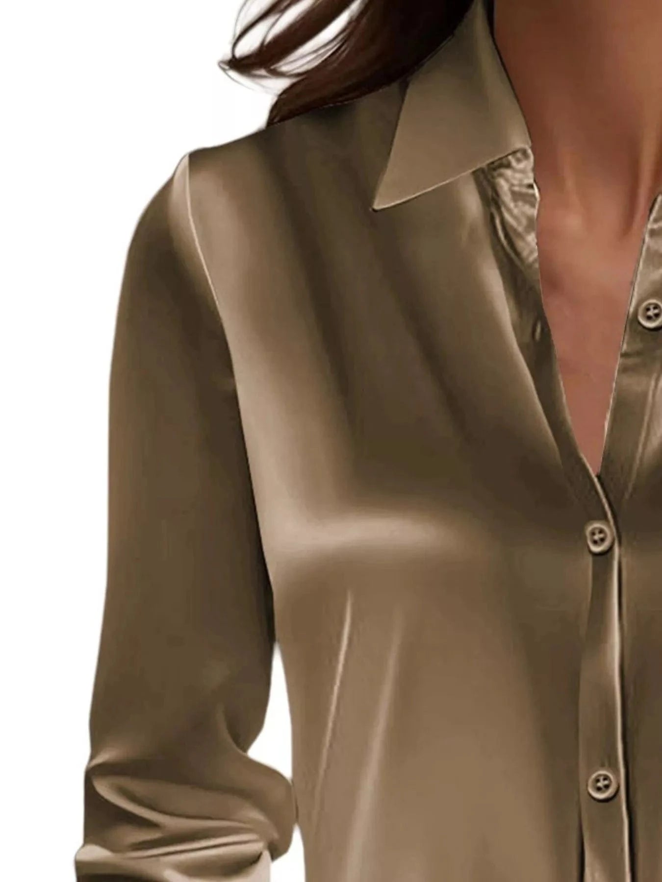 Full Size Button Down Collared Neck Long Sleeve Shirt Plus Size - Fashorio