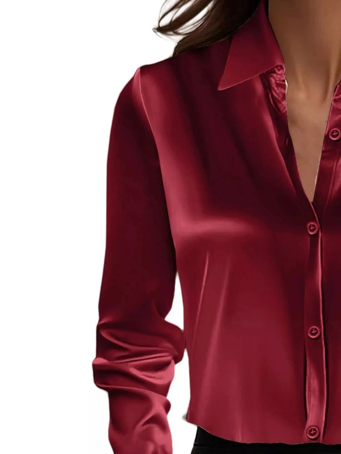 Full Size Button Down Collared Neck Long Sleeve Shirt Plus Size - Fashorio