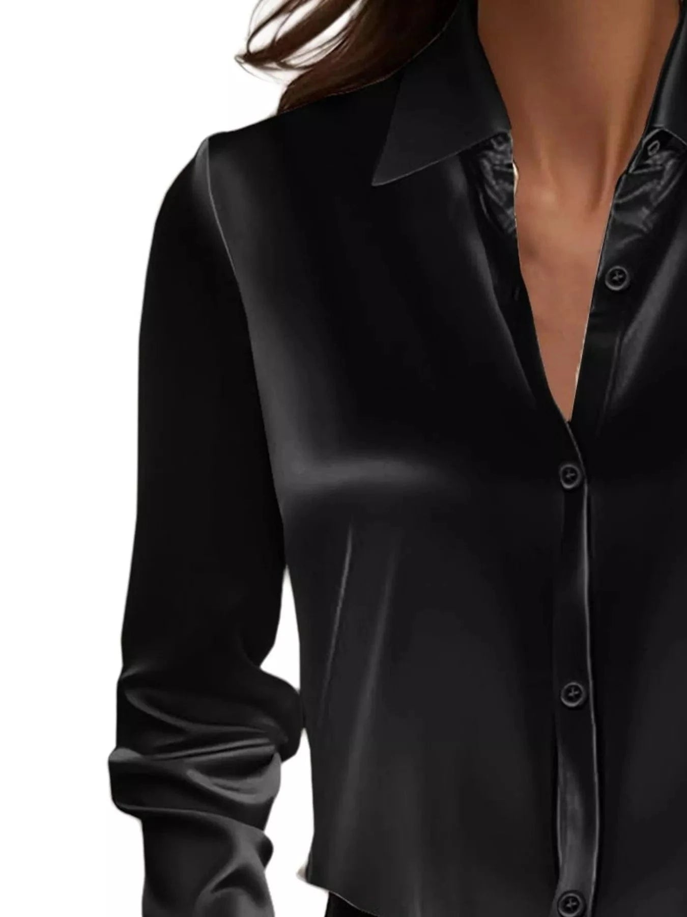 Full Size Button Down Collared Neck Long Sleeve Shirt Plus Size - Fashorio