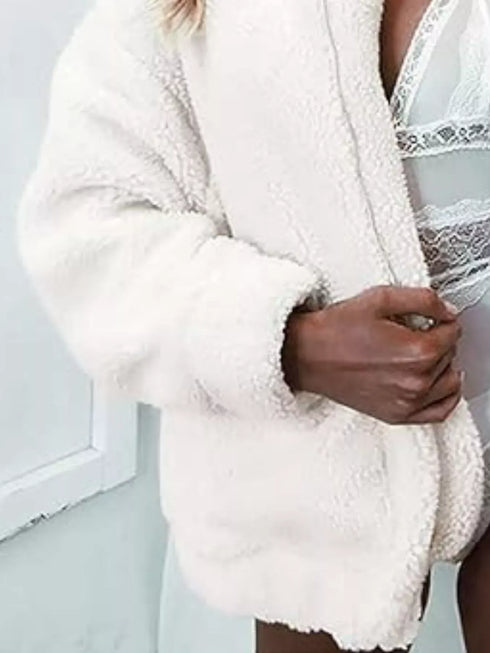 Fashorio Full Size Cozy Fleece Zip Up Jacket Plus Size