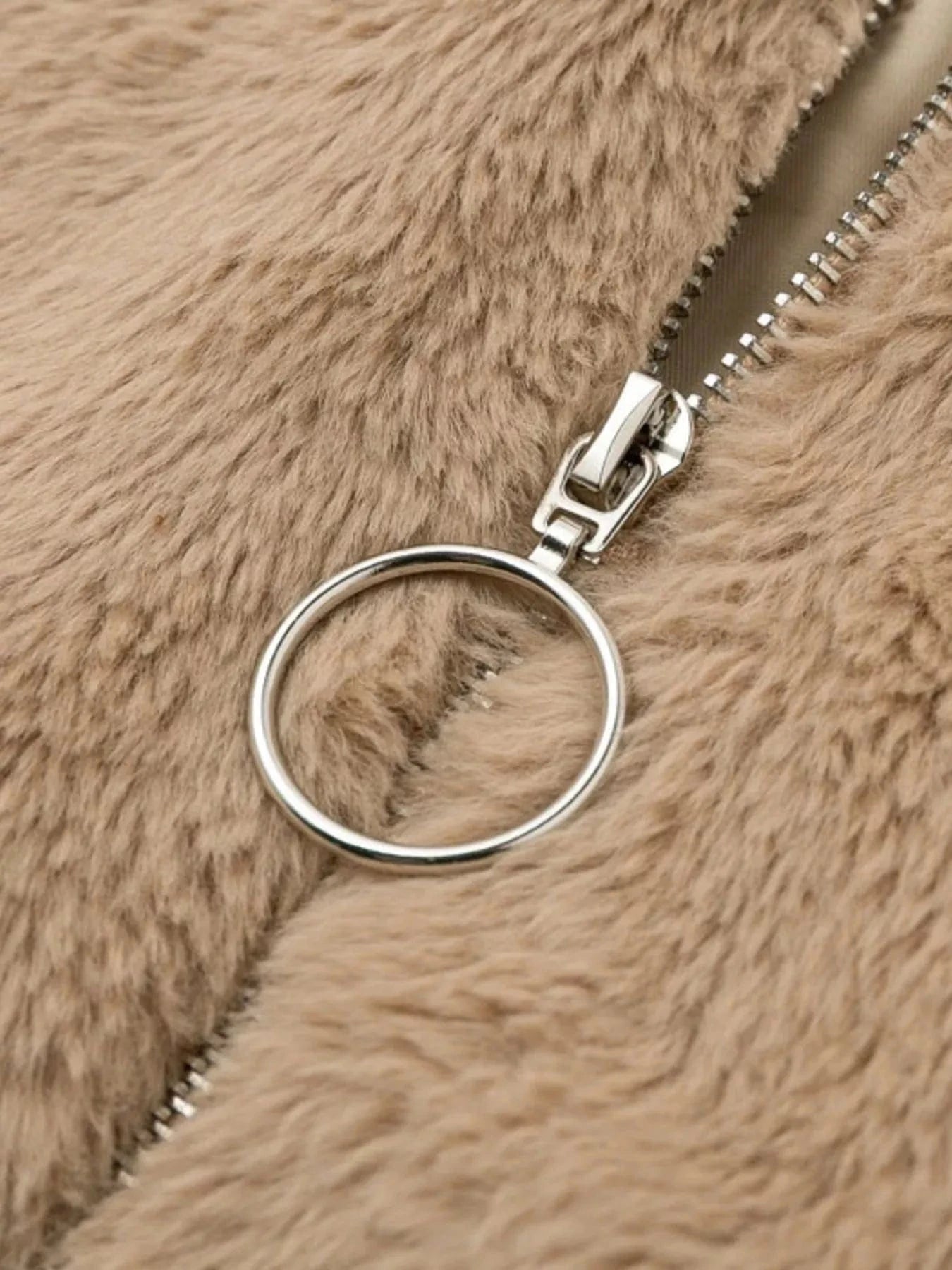 Full Size Faux Fur Cropped Zip-Up Jacket Plus Size - Fashorio