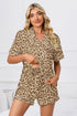 Fashorio Full Size Leopard Short Sleeve Top and Shorts Lounge Set Plus Size