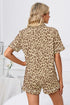 Fashorio Full Size Leopard Short Sleeve Top and Shorts Lounge Set Plus Size