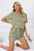 Fashorio Full Size Leopard Short Sleeve Top and Shorts Lounge Set Plus Size