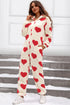 Fashorio Fuzzy Heart Zip Up Hooded Lounge Jumpsuit