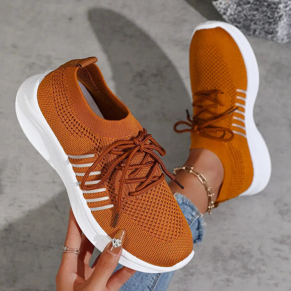 Breathable Mesh Lace Up Athletic Ginger - Fashorio