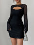 Fashorio Glitter Cutout Long Sleeve Mini Dress