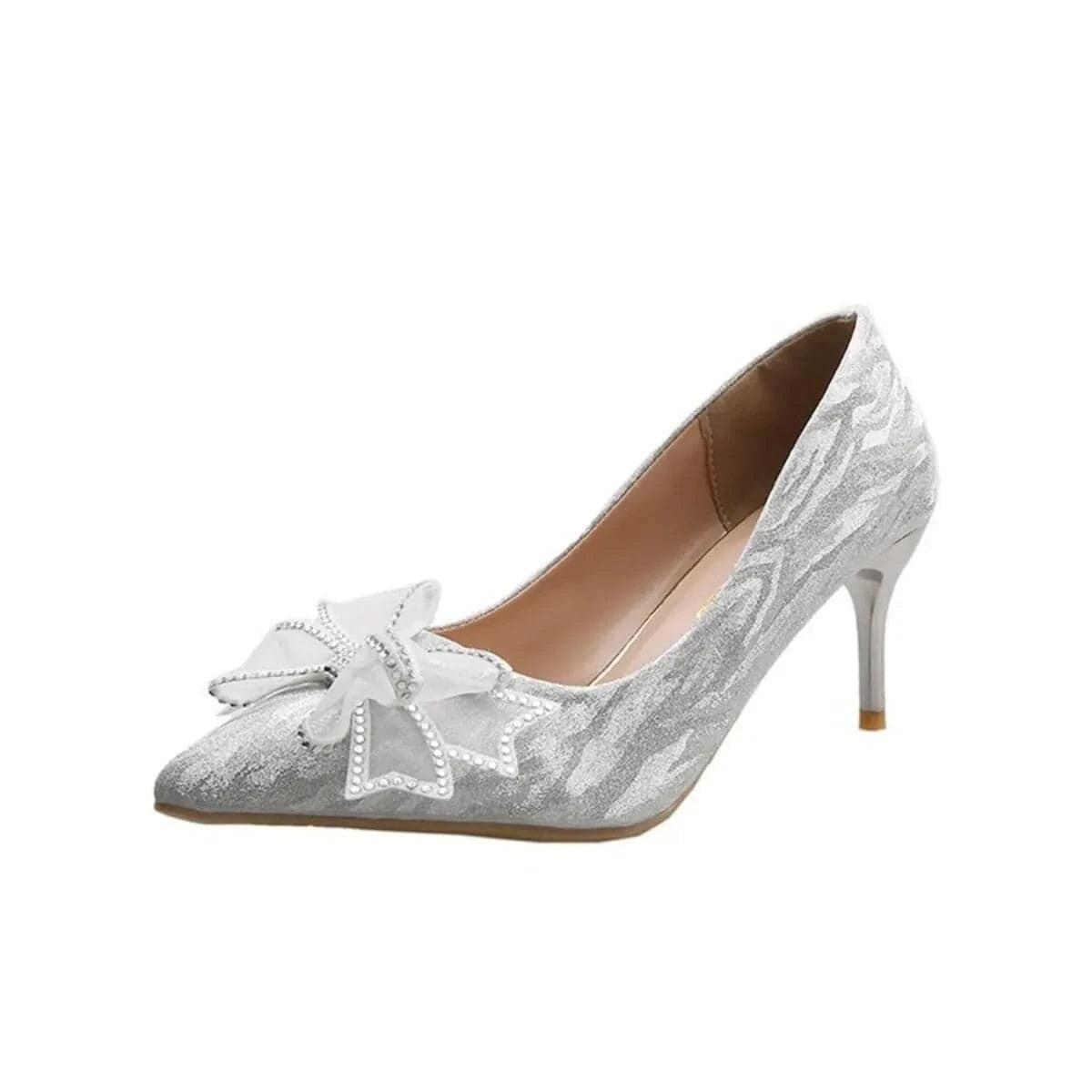 Bow Point Toe Pumps Gold - Fashorio