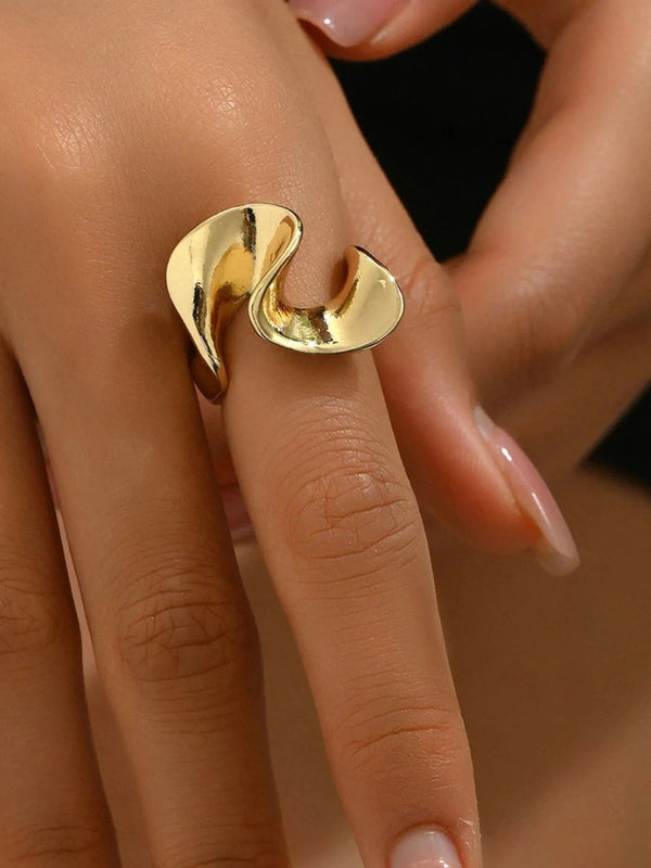 18K Gold-Plated Stainless Steel Geometric Ring Gold 7 - Fashorio