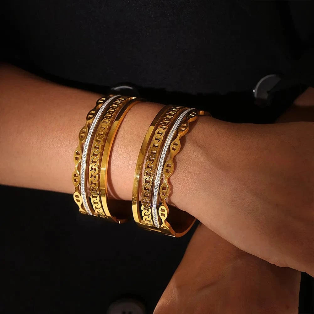 18K Gold-Plated Czech Diamond Bracelet - Fashorio