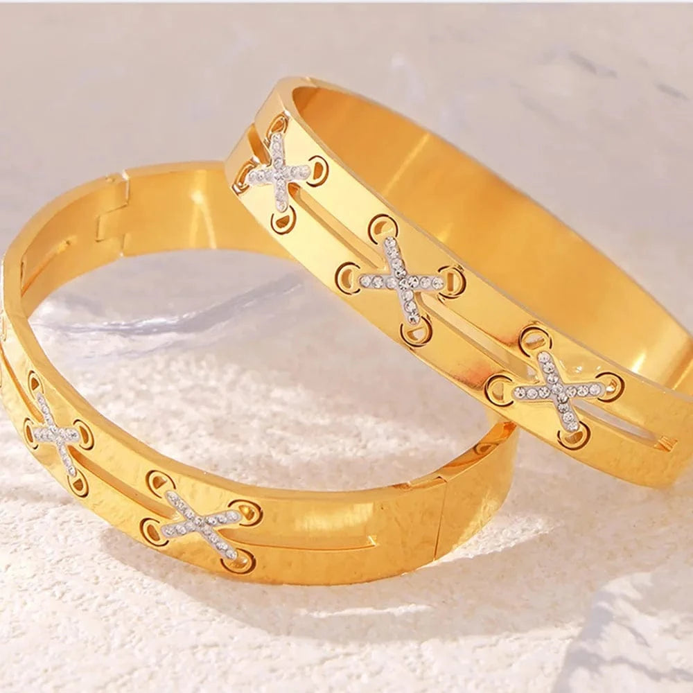 18K Gold-Plated Czech Diamond Bracelet - Fashorio