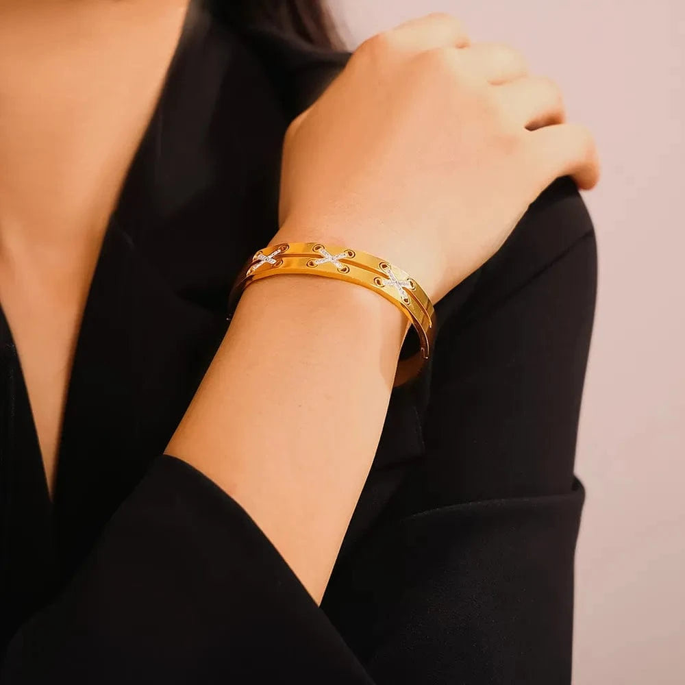18K Gold-Plated Czech Diamond Bracelet - Fashorio