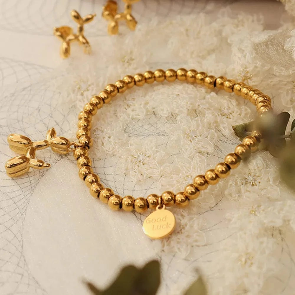 18K Gold-Plated Titanium Steel Puppy Shape Charm Bracelet - Fashorio