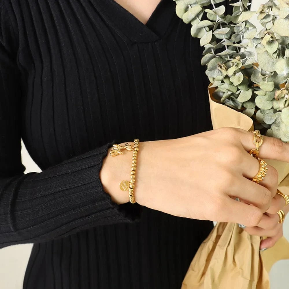 18K Gold-Plated Titanium Steel Puppy Shape Charm Bracelet - Fashorio