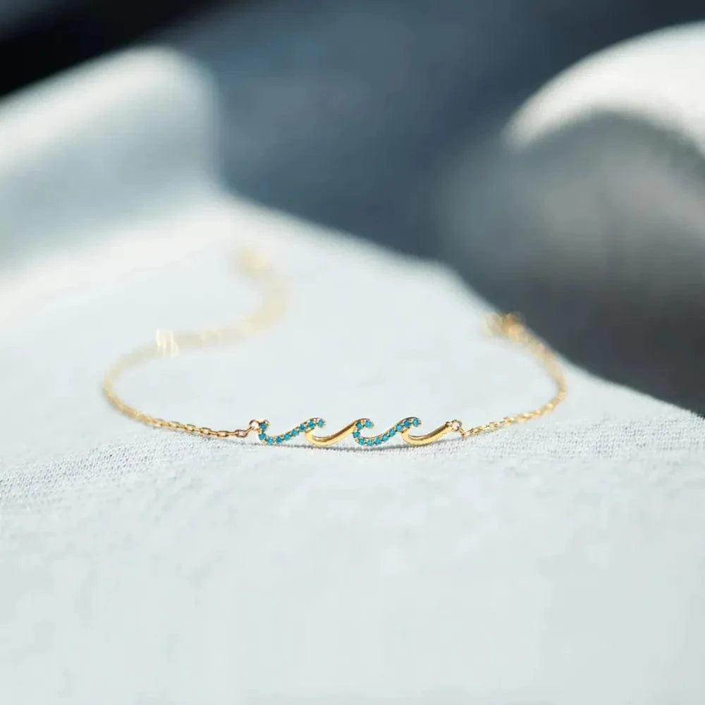 925 Sterling Silver Zircon Bracelet Gold One Size - Fashorio