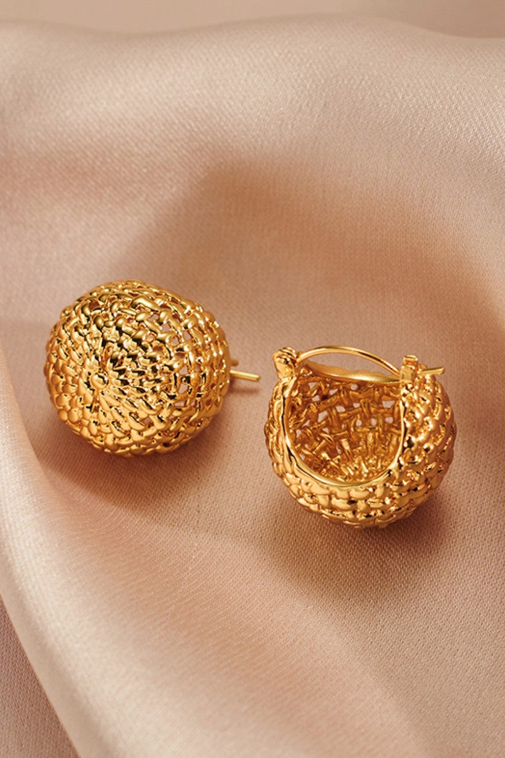 Braided Basket Metal Hoop Earrings - Fashorio