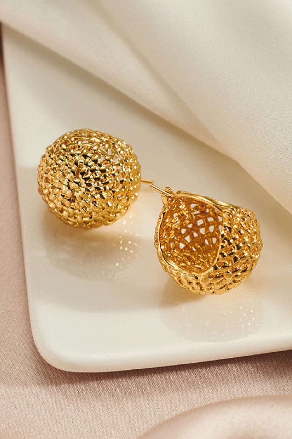 Braided Basket Metal Hoop Earrings - Fashorio