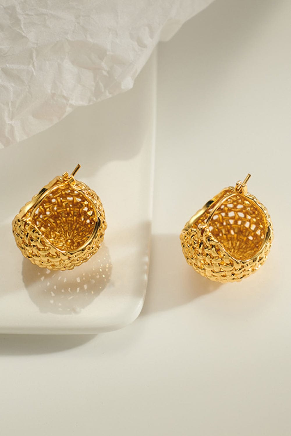 Braided Basket Metal Hoop Earrings - Fashorio