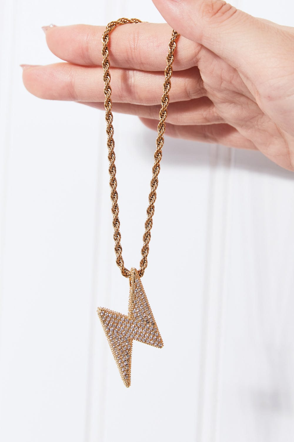 Brass Lightning Pendant Necklace - Fashorio
