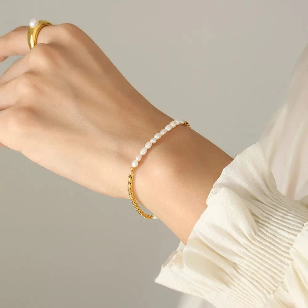 Freshwater Pearl Titanium Steel Bracelet - Fashorio