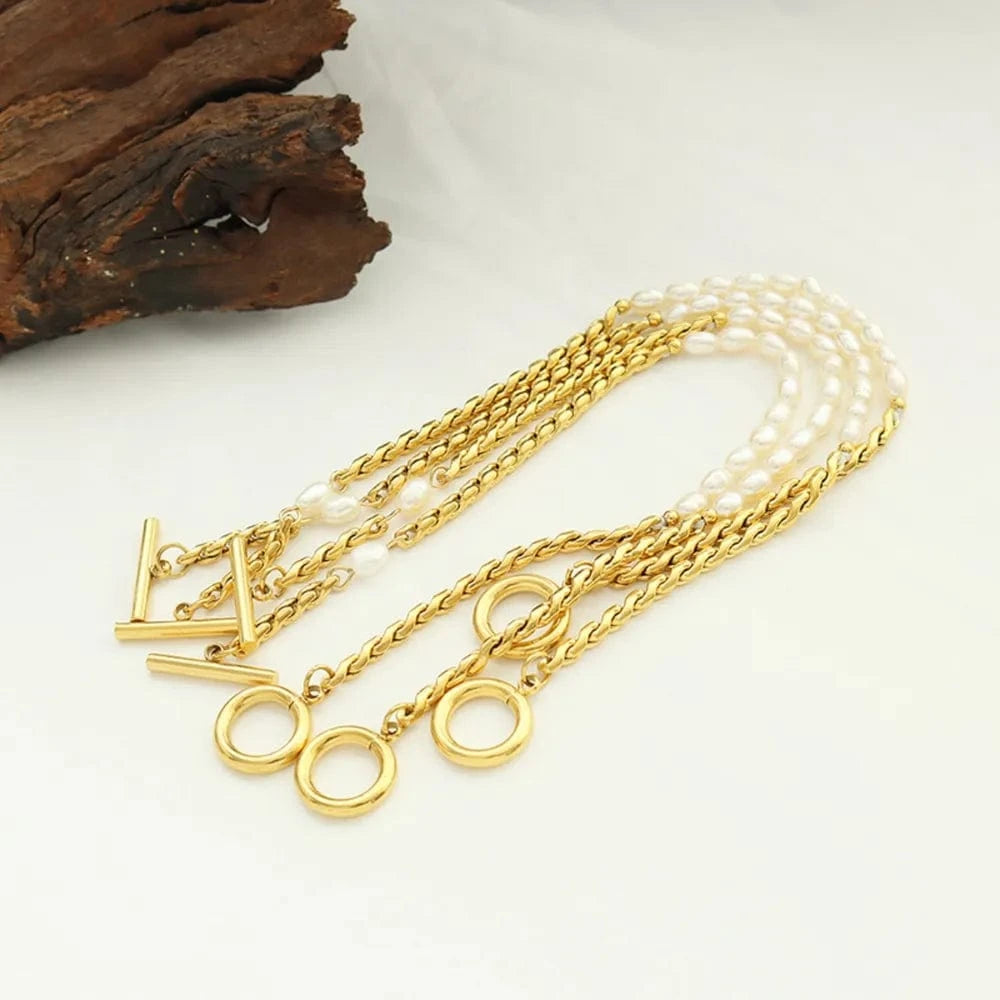 Freshwater Pearl Titanium Steel Bracelet - Fashorio