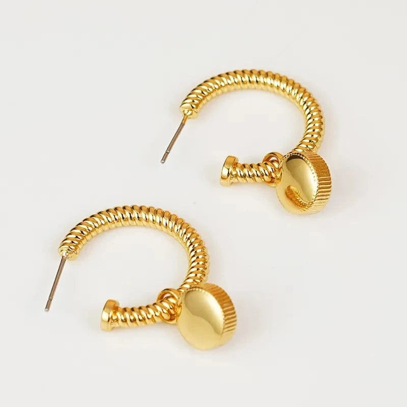 Rope Cat's Eye Stone C-Hoop Earrings - Fashorio