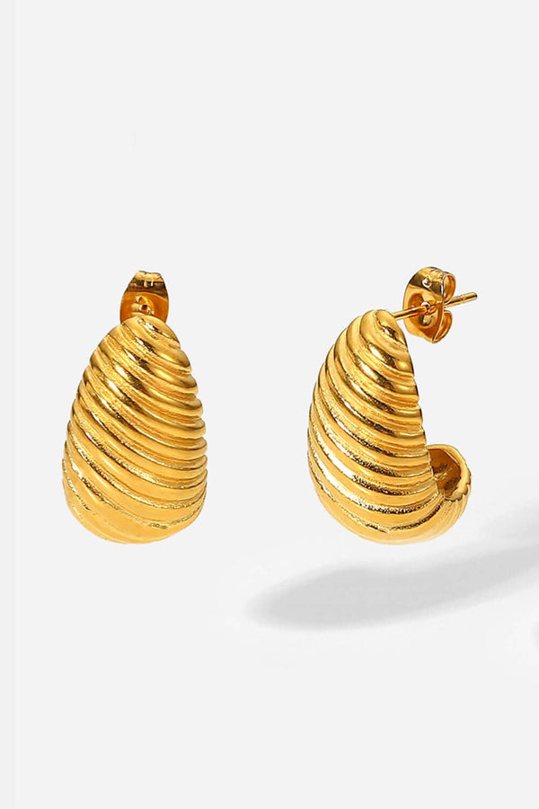 Shell Shore Spiral Stud Earrings Gold One Size - Fashorio