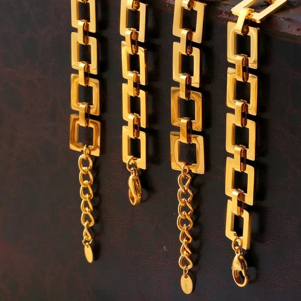 Titanium Steel Hollow Square Chain Bracelet - Fashorio