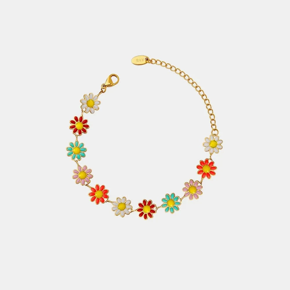 Titanium Steel Oil Drip Flower Bracelet - Fashorio
