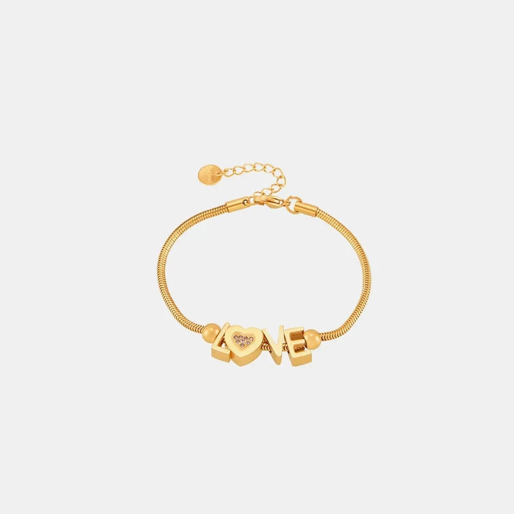 Titanium Steel Rhinestone Letter Bracelet - Fashorio