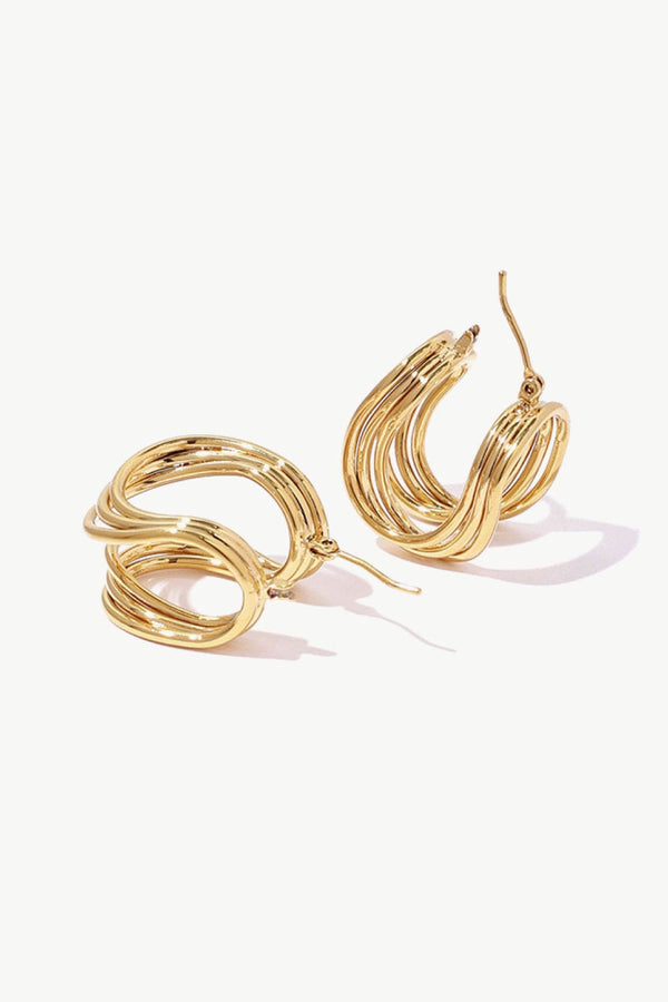 U-Shaped Hoop Earrings Gold One Size - Fashorio