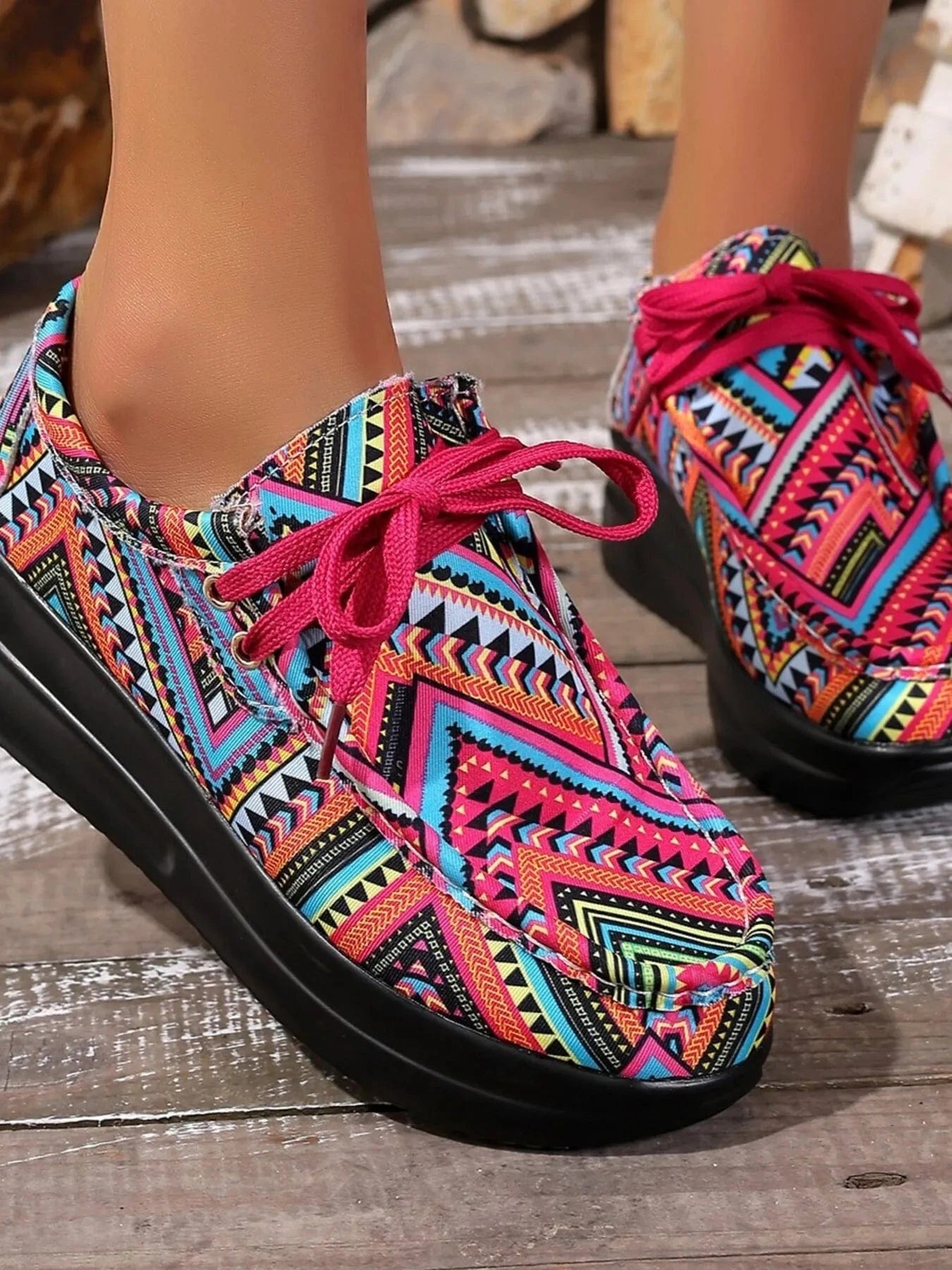 Graffiti Print Platform Sneakers - Fashorio