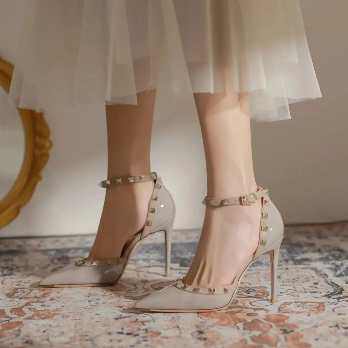 Point Toe Kitten Heels Pumps Gray - Fashorio