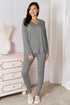 Fashorio Gray / S Basic Bae Bamboo Full Size V-Neck Long Sleeve Top and Pants Lounge Set