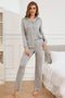 Fashorio Gray / S Button Up Long Sleeve Top and Pants Lounge Set