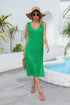 Fashorio Green / One Size Angel Wings Openwork Slit V-Neck Sleeveless Cover Up