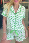 Fashorio Green / S Lucky Clover Shirt and Shorts Lounge Set