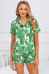 Fashorio Green / S Printed Button Up Short Sleeve Top and Shorts Lounge Set