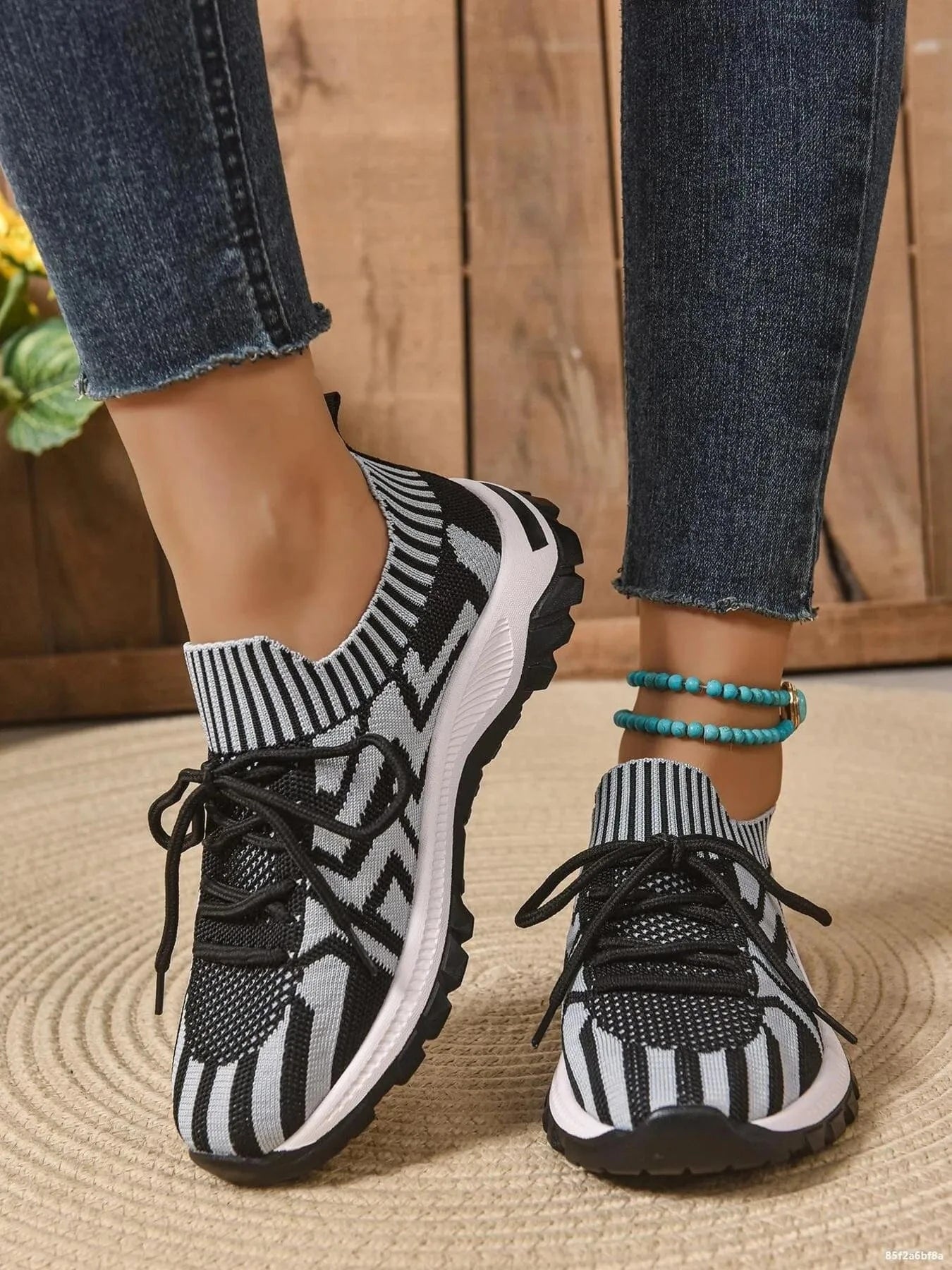 Mesh Knit Lace Up Athletic Grey - Fashorio