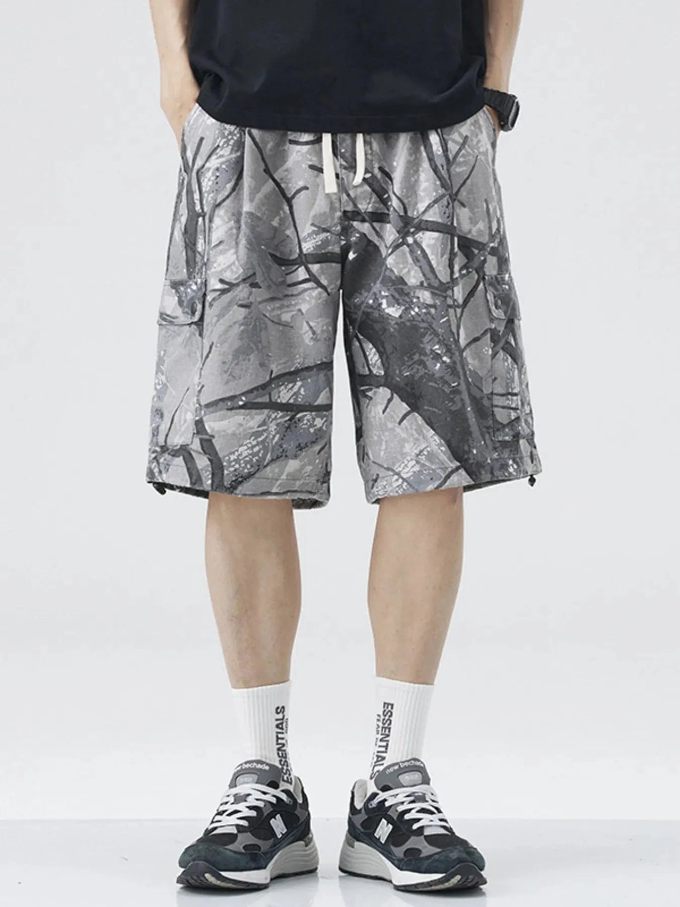 Men's Plus Size Camouflage Cargo Shorts Grey - Fashorio