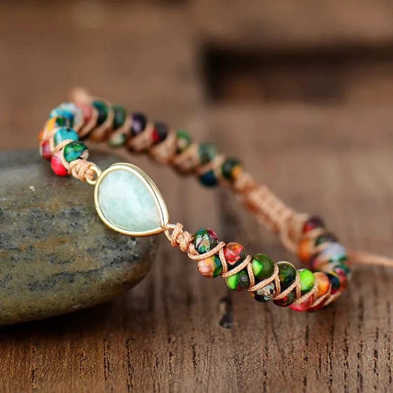 Handmade Teardrop Shape Beaded Bracelet Gum Leaf One Size - Fashorio